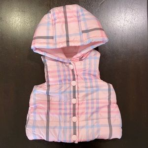Gymboree Hooded Plaid Puffer Vest Size 12-24 Months